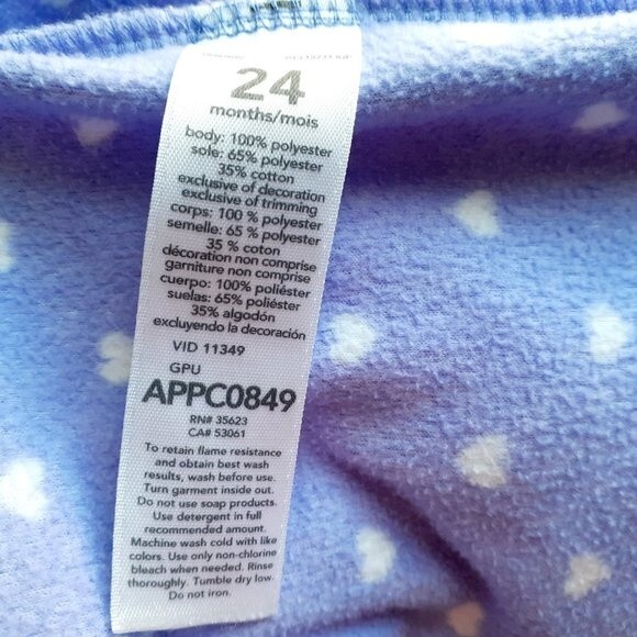 Carter Baby Girl 24M Purple Hearts Owl Footie Baby Fleece Sleeper - Picture 7 of 9